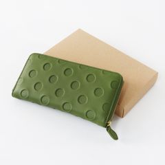 レディース 未使用 新品 ズッケロ 緑 レディース 本革 なが財布 ドット 