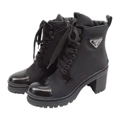 プラダ トライアングル レースアップ ショートブーツ レディース ブラック PRADA【中古】 【アパレル・小物】のサムネイル
