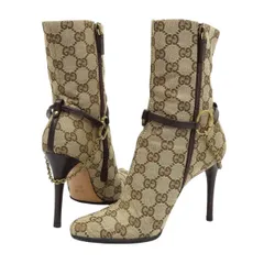 グッチ GG キャンバス ホースビット ブーツ 115067 レディース ベージュ ブラウン GUCCI【中古】 【アパレル・小物】のサムネイル