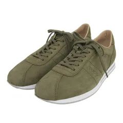 未使用品▲TOD’S トッズ ヌバック Leather ロゴエンボス レースアップ ローカットスニーカー カーキ 8 イタリア製 メンズのサムネイル