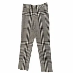 極美品▲BURBERRY バーバリー 4565216 ロゴボタン チェック柄 サイドライン パンツ ブラウン ホワイト 44 イタリア製 正規品 メンズのサムネイル