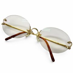 Cartier カルティエ メガネ 度入り リムレス ツーポイント オーバル