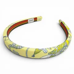未使用品△HERMES エルメス エルザ シルク カチューシャ ヘアバンド ヘアアクセサリー イエロー系 フランス製 レディース 箱・保存袋付きのサムネイル