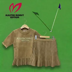 ☀️サマーセール☀️  GF1 マスターバニーエディション MASTER BUNNY EDITION 半袖ニット×ニットスカート 2点セット ベージュ 薄茶 0サイズ（Sサイズ相当）レディース 春夏 ポリエステル ゴルフ ゴルフウェア 759-3174202のサムネイル