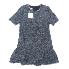 未使用 Christian Dior クリスチャンディオール キッズ 子供服 ウール シルク混 ツイード ワンピース 半袖 6A ブラック キッズ 古着 中古 USEDのサムネイル