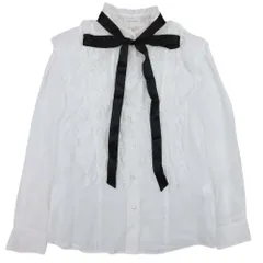 美品 MARC JACOBS マークジェイコブス レースフリル シフォン ブラウス シャツ カットソー リボン 長袖 2 白 ホワイト レディース 古着 中古 USEDのサムネイル