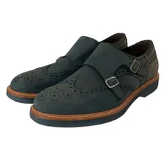 Salvatore Ferragamo サルヴァトーレフェラガモ ヌバックレザー ダブルモンクストラップシューズ 8 約26cm ブルー系 メンズ 古着 中古 USEDのサムネイル