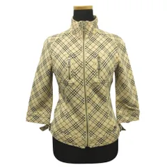 美品 BURBERRY BLUE LABEL バーバリーブルーレーベル チェック ジップアップ ジャケット ブルゾン 七分丈 38 ベージュ レディース 古着 中古 USEDのサムネイル