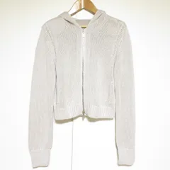 美品 FOXEY フォクシー Knit Parka Earth Tone リネン ニット パーカー 40971 サイズ40 ライトグレー レディース 古着 中古 USEDのサムネイル
