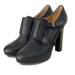 美品 LANVIN ランバン モンクストラップ ハイヒール ブーティ ショートブーツ パンプス 40.5 25.5cm程度 ブラック レディース 古着 中古 USEDのサムネイル