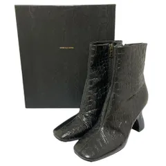 良品 DRIES VAN NOTEN ドリスヴァンノッテン クロコダイル型押し スクエアトゥ ショートブーツ サイズ36 約23cm ブラック レディース 古着 中古 USEDのサムネイル