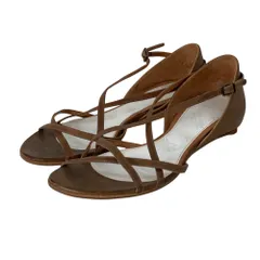 良品 Maison Martin Margiela メゾンマルタンマルジェラ 22 レザー クロスストラップ フラットサンダル 37.5 24.5cm程度 ブラウン レディース 古着 中古 USEDのサムネイル