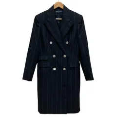 良品 RALPH LAUREN ラルフローレン ストライプ ダブルブレスト チェスターコート 9 ネイビー レディース 古着 中古 USEDのサムネイル