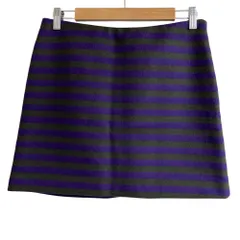 美品 PRADA プラダ ウール ボーダー ミニスカート サイズ40 パープル レディース 古着 中古 USEDのサムネイル