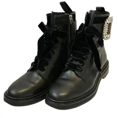 良品 Roger Vivier ロジェヴィヴィエ ヴィヴレンジャー クリスタルバックル サイドジップ ショートブーツ サイズ36 約23.0cmブラック レディース 古着 中古 USEDのサムネイル