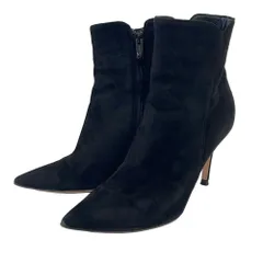 良品 Gianvito Rossi ジャンヴィトロッシ スエード ポインテッドトゥ ショートブーツ 37.5 約24.5cm ブラック レディース 古着 中古 USEDのサムネイル