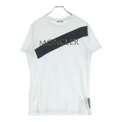 MONCLER (モンクレール) フロントロゴプリント バイカラー クルーネック半袖Tシャツカットソー ブラック/ホワイト E20938091250のサムネイル