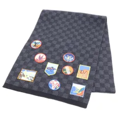 LOUIS VUITTON (ルイヴィトン) エシャルプ プティダミエ アルプス ワッペン付き ウールマフラー ブラック M71110のサムネイル