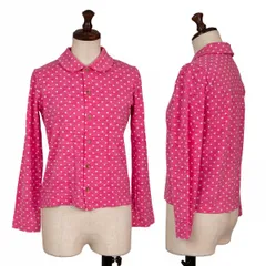 トリココムデギャルソンtricot COMME des GARCONS ウールドットラウンドカラーシャツ ピンク白S位のサムネイル