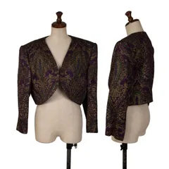 イヴサンローランYves Saint Laurent デザイン織りエスニックショートジャケット 紫緑赤Mのサムネイル