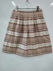 PC234●NATURAL BEAUTY●ナチュラルビューティー●スカート●フレア●ひざ丈●チェック柄●シアー●レディース●size36⚫︎茶●日本製のサムネイル