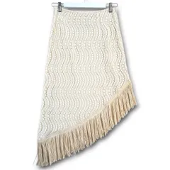 ANNA SUI アナスイ CROCHET LACE SKIRT クロケット レーススカート ロング フリンジ アシンメトリー アイボリー 4 レディース 春 夏 ゴーゴー古着セントラルパーク名古屋店 22 No.久2806のサムネイル