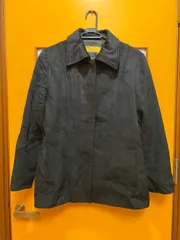 【C1-96】◇ Zelal　元町ゼラール　13ARサイズ　アンゴラ・ウール混紡 ステンカラーコート　黒色　レディースのサムネイル