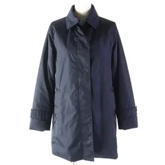 未使用品△Aquascutum アクアスキュータム 定価66000円 ゼブラ柄中綿ライナー付き 比翼 シングルコート ネイビー S 正規品 レディースのサムネイル