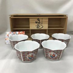 専用木箱入り】有田焼 孝峰窯 赤絵間取 八角小鉢 5客セット (志)A-561