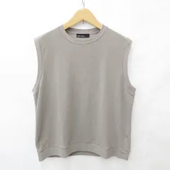 グリーンレーベルリラクシング ユナイテッドアローズ green label relaxing タンクトップ 丸首 綿 グレー ベージュ Lのサムネイル