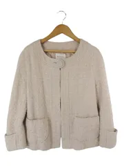 メルローズ MELROSE ツイード ノーカラー ジャケット 前開き サイズ3 ピンク QQQのサムネイル