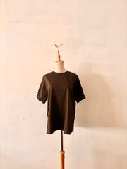 未使用タグ付】 theory luxe CRISP LINEN 半袖プルオーバー 38 グレー 