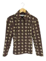 ランバン LANVIN ジャケット 長袖 ジップアップ 総柄 ブラウン サイズ36 QQQのサムネイル