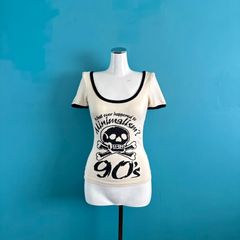 880 D&G ドルチェ＆ガッバーナ スカルプリント リンガーTシャツ