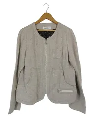 ソニア ソニアリキエル SONIA SONIA RYKIEL ノーカラー ジャケット 前開き 麻 混 ジップアップ 長袖 裏地 ドット 柄 サイズ 40 グレー QQQのサムネイル