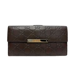 4944 GUCCI グッチ 長財布 シマレザー ダークブラウン Wホック - メルカリ