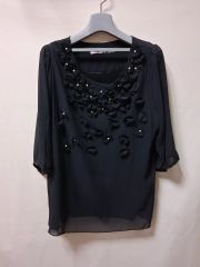 新品タグ付き】Ample 立体フラワーモチーフ ブラウス ブラック 38（M 