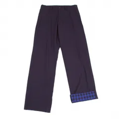イッセイミヤケ メンISSEY MIYAKE MEN 裏ブロックチェックサマーウールパンツ 紺4のサムネイル