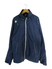 デサント DESCENTE 中わた ジャケット ジップアップ プリント ロゴ サイズL ネイビー QQQのサムネイル