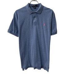 90s Polo by Ralph Lauren 半袖 ポロシャツ M ブルー系 ポロラルフローレン ハーフボタン 90年代 ワンポイント ポニー刺繍 夏物 a807-6557