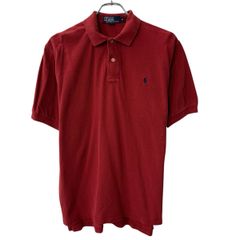 90s Polo by Ralph Lauren 半袖 ポロシャツ M レッド ポロラルフローレン ハーフボタン 90年代 ワンポイント ポニー刺繍 夏物 a807-6558