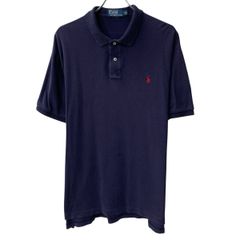 90s Polo by Ralph Lauren 半袖 ポロシャツ XL ネイビー ポロラルフローレン ハーフボタン 90年代 ワンポイント ポニー刺繍 夏物 a807-6563