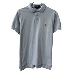 90s Polo by Ralph Lauren 半袖 ポロシャツ L ライトブルー ポロラルフローレン ハーフボタン 90年代 ポニー刺繍 夏物 a807-6568
