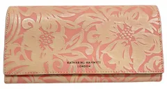 未使用 アウトレット品 キャサリンハムネット 長財布 型押し 花柄 ナデシコ レザー ナディシュ サーモンピンク ピンク 財布 二つ折り KHP435　KATHARINE HAMNETTのサムネイル