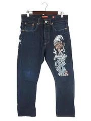 エドハーディー Ed Hardy 2008 パンツ デニム ジーンズ ジーパン ロング 刺繍 ドクロ インディゴ サイズ34 QQQのサムネイル