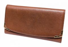 美品 カルティエ マルチェロ 長財布 ブラウン レザー 2C 財布 C2 メンズ レディース かぶせ 二つ折り Cartier L3000815