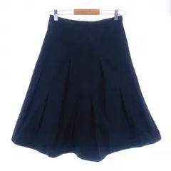 ハナエモリ HANAE MORI Deux スカート フレア ミモレ丈 サイドファスナー 薄手 無地 38 黒 ブラック ボトムス /AZのサムネイル
