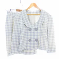 ハナエモリ HANAE MORI H.M.DAYS セットアップ ジャケット 七分袖 スカート タイト ひざ丈 ウール チェック 9A3 青 アイボリー ブルー アウター ボトムス /AZのサムネイル