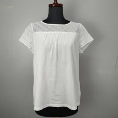 DAKS 40 シアートップス ブラウス ロゴ刺繍 ダックス　ホワイト　レース　日本製　【1162】のサムネイル