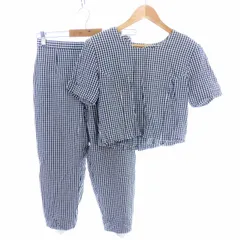 ハナエモリ HANAE MORI セットアップ 上下 ブラウス カットソー 半袖 パンツ クロップド 薄手 ギンガムチェック 11A3 黒 白 ブラック ホワイト トップス ボトムス /AZのサムネイル